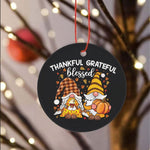 Halloween Ornament Happy Fall Yall Cute gnomes couple with pumpkin Halloween spice Fall Yall autumn gnome Halloween Tree Decorations Halloween Circle Ornament (2 sided) - Scotstee Shop