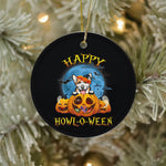 Halloween Ornament Happy Halloween Corgi With Moon Pumpkin Dog Lover Funny Halloween Tree Decorations Halloween Circle Ornament (2 sided) - Scotstee Shop