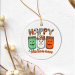 Halloween Ornament Happy Halloween Cute Western Jars Jack O Lantern Pumpkin Funny Halloween Tree Decorations - Circle Ornament (2 sided) - Scotstee Shop