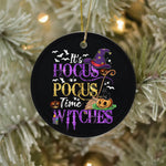 Halloween Ornament It's Hocus Pocus Time Witches Horror Night Witches Halloween Tree Decorations Halloween Circle Ornament (2 sided) - Scotstee Shop