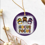 Halloween Ornament It's Just A Bunch Of Hocus Pocus Messy Bun Funny Halloween Tree Decorations Halloween Circle Ornament (2 sided) - Scotstee Shop