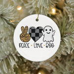 Halloween Ornament Peace Love Boo Halloween Tree Decorations Halloween Circle Ornament (2 sided) - Scotstee Shop