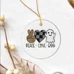 Halloween Ornament Peace Love Boo Halloween Tree Decorations Halloween Circle Ornament (2 sided) - Scotstee Shop