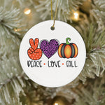 Halloween Ornament Peace Love Fall Halloween Tree Decorations Halloween Circle Ornament (2 sided) - Scotstee Shop