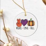Halloween Ornament Peace Love Fall Halloween Tree Decorations Halloween Circle Ornament (2 sided) - Scotstee Shop