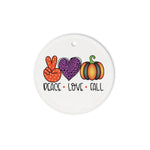 Halloween Ornament Peace Love Fall Halloween Tree Decorations Halloween Circle Ornament (2 sided) - Scotstee Shop