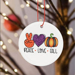 Halloween Ornament Peace Love Fall Halloween Tree Decorations Halloween Circle Ornament (2 sided) - Scotstee Shop