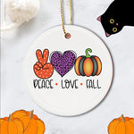 Halloween Ornament Peace Love Fall Halloween Tree Decorations Halloween Circle Ornament (2 sided) - Scotstee Shop