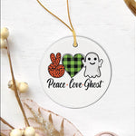 Halloween Ornament Peace Love Ghost Halloween Tree Decorations Halloween Ghost Ornament - Scotstee Shop