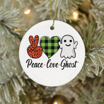 Halloween Ornament Peace Love Ghost Halloween Tree Decorations Halloween Ghost Ornament - Scotstee Shop
