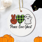 Halloween Ornament Peace Love Ghost Halloween Tree Decorations Halloween Ghost Ornament - Scotstee Shop