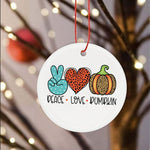 Halloween Ornament Peace Love Pumpkin Halloween Tree Decorations Halloween Circle Ornament (2 sided) - Scotstee Shop