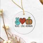 Halloween Ornament Peace Love Pumpkin Halloween Tree Decorations Halloween Circle Ornament (2 sided) - Scotstee Shop