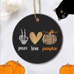 Halloween Ornament peace love Skeleton fall Pumpkin leopard funny Halloween Tree Decorations Halloween Circle Ornament (2 sided) - Scotstee Shop