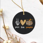 Halloween Ornament peace love Skeleton fall Pumpkin leopard funny Halloween Tree Decorations Halloween Circle Ornament (2 sided) - Scotstee Shop