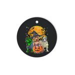 Halloween Ornament Pitpull Dog Witch Halloween Costumes Pumpkin Mummy Funny Halloween Tree Decorations Halloween Circle Ornament (2 sided) - Scotstee Shop