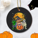 Halloween Ornament Pitpull Dog Witch Halloween Costumes Pumpkin Mummy Funny Halloween Tree Decorations Halloween Circle Ornament (2 sided) - Scotstee Shop