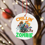 Halloween Ornament This Chillin' With My Zombie Kids Halloween Costume Funny Halloween Tree Decorations Halloween Circle Ornament (2 sided) - Scotstee Shop