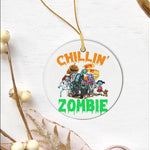 Halloween Ornament This Chillin' With My Zombie Kids Halloween Costume Funny Halloween Tree Decorations Halloween Circle Ornament (2 sided) - Scotstee Shop