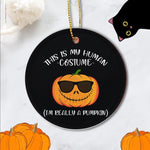 Halloween Ornament This is my Human costume I'm really Pumpkin Halloween Tree Decorations Halloween Circle Ornament (2 sided) - Scotstee Shop