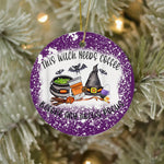 Halloween Ornament This Witch Needs Coffee Before Any Hocus Pocus Halloween Funny Halloween Tree Decorations Halloween Circle Ornament (2 sided) - Scotstee Shop