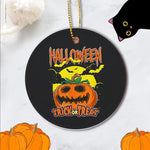 Halloween Ornament Trick or Treat Pumpkin Funny Halloween Tree Decorations Halloween Circle Ornament (2 sided) - Scotstee Shop
