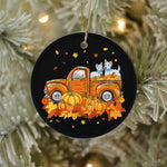 Halloween Ornament Westie Pumpkin Truck Halloween Thanksgiving Gift Halloween Tree Decorations Halloween Circle Ornament (2 sided) - Scotstee Shop