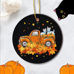 Halloween Ornament Westie Pumpkin Truck Halloween Thanksgiving Gift Halloween Tree Decorations Halloween Circle Ornament (2 sided) - Scotstee Shop