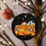 Halloween Ornament Westie Pumpkin Truck Halloween Thanksgiving Gift Halloween Tree Decorations Halloween Circle Ornament (2 sided) - Scotstee Shop