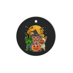 Halloween Ornament Yorkshire Dog Witch Halloween Costumes Pumpkin Mummy Funny Halloween Tree Decorations Halloween Circle Ornament (2 sided) - Scotstee Shop