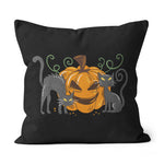 Halloween Pillow Black Cat and Jack O Lantern Pumpkin Halloween Throw Pillows Canvas Throw Pillow - Scotstee Shop