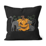 Halloween Pillow Black Cat and Jack O Lantern Pumpkin Halloween Throw Pillows Canvas Throw Pillow - Scotstee Shop