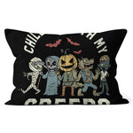 Halloween Pillow Chillin With My Creeps Funny Halloween Monsters Halloween Throw Pillows Canvas Throw Pillow - Scotstee Shop