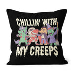 Halloween Pillow Chillin' With My Creeps Zombie Unicorn, Rex, A Dog Halloween Costume Halloween Throw Pillows Canvas Throw Pillow - Scotstee Shop
