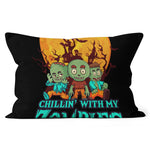 Halloween Pillow Chillin With My Zombies Cute Zombies Halloween Funny Halloween Throw Pillows Canvas Throw Pillow - Scotstee Shop