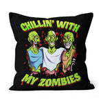 Halloween Pillow Chillin With My Zombies Funny Halloween Matching Kids Boys Halloween Throw Pillows Canvas Throw Pillow - Scotstee Shop