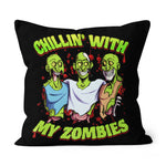 Halloween Pillow Chillin With My Zombies Funny Halloween Matching Kids Boys Halloween Throw Pillows Canvas Throw Pillow - Scotstee Shop