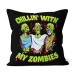 Halloween Pillow Chillin With My Zombies Funny Halloween Matching Kids Boys Halloween Throw Pillows Canvas Throw Pillow - Scotstee Shop