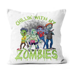 Halloween Pillow Chillin With My Zombies Funny Halloween Zombie Halloween Throw Pillows Canvas Throw Pillow - Scotstee Shop