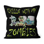 Halloween Pillow Chillin With My Zombies Halloween Boys Funny Halloween Throw Pillows Canvas Throw Pillow - Scotstee Shop