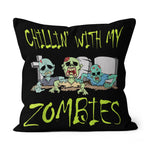Halloween Pillow Chillin With My Zombies Halloween Boys Funny Halloween Throw Pillows Canvas Throw Pillow - Scotstee Shop