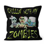 Halloween Pillow Chillin With My Zombies Halloween Boys Funny Halloween Throw Pillows Canvas Throw Pillow - Scotstee Shop