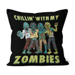 Halloween Pillow Chillin With My Zombies Scary Halloween Throw Pillows Canvas Throw Pillow - Scotstee Shop