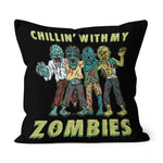 Halloween Pillow Chillin With My Zombies Scary Halloween Throw Pillows Canvas Throw Pillow - Scotstee Shop