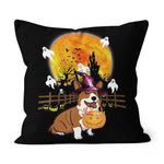 Halloween Pillow Corgi Dog Witch Halloween Pumpkin Halloween Throw Pillows Canvas Throw Pillow - Scotstee Shop