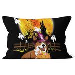 Halloween Pillow Corgi Dog Witch Halloween Pumpkin Halloween Throw Pillows Canvas Throw Pillow - Scotstee Shop