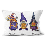 Halloween Pillow Custom Name Halloween Three Gnomes Witch Hat Costume Jack-o-lantern Halloween Throw Pillows - Scotstee Shop