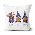 Halloween Pillow Custom Name Halloween Three Gnomes Witch Hat Costume Jack-o-lantern Halloween Throw Pillows - Scotstee Shop