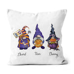 Halloween Pillow Custom Name Halloween Three Gnomes Witch Hat Costume Jack-o-lantern Halloween Throw Pillows - Scotstee Shop