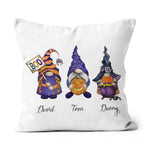 Halloween Pillow Custom Name Halloween Three Gnomes Witch Hat Costume Jack-o-lantern Halloween Throw Pillows - Scotstee Shop